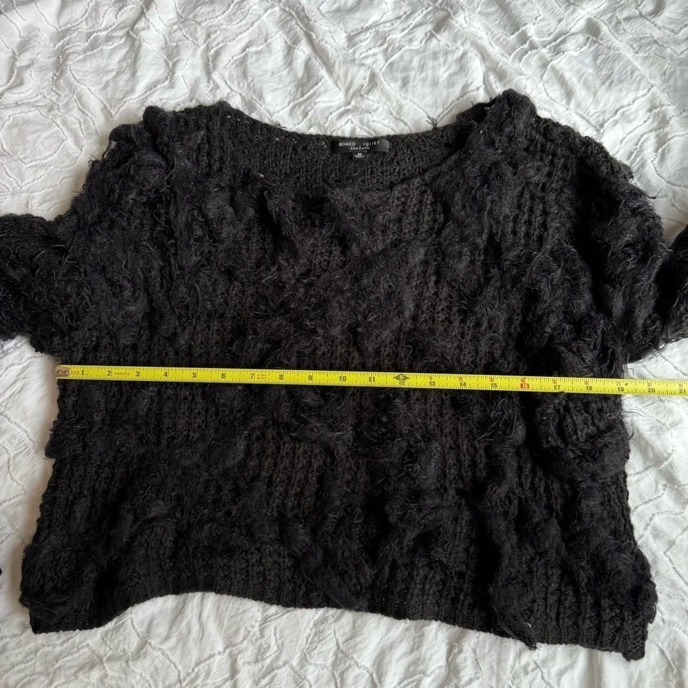 Romeo and Juliet Couture Women's Black Fuzzy Sweater - Picture 6 of 11